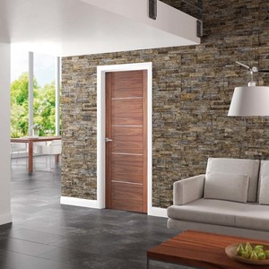 Portici Prefinished Walnut Fire Door with Aluminium Inlays (FD30)