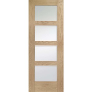 Shaker 4 Panel Prefinished Oak with Obscure Glass
