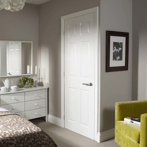 Colonist 6 Panel White Primed Moulded Grained Fire Door (FD30)