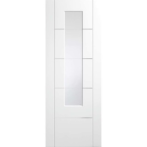 Portici Prefinished White with Aluminium Inlays & Clear Etched Glass
