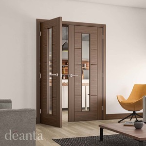 Seville 1 Light Prefinished Walnut Fire Door with Clear Glass (FD30)