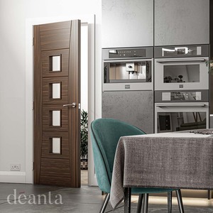 Pamplona Prefinished Walnut Fire Door with Clear Glass (FD30)