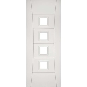 Pamplona White Primed Fire Door with Clear Glass (FD30)