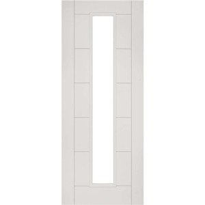 Seville 1 Light White Primed with Clear Glass Fire Door (FD30)